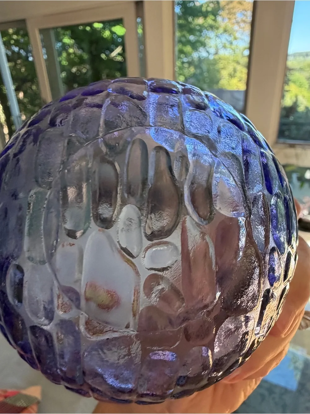 Handblown Textured Decorative Glass Bowl Purple